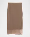 Brunello Cucinelli Crispy Cotton Midi Sarong Skirt In C8705 Chocolate