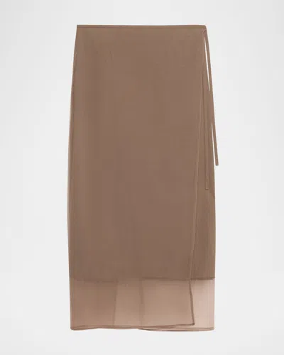 Brunello Cucinelli Crispy Cotton Midi Sarong Skirt In Multicolor