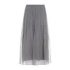 Brunello Cucinelli Crispy Mid Grey Silk Organza Midi Skirt In Grey