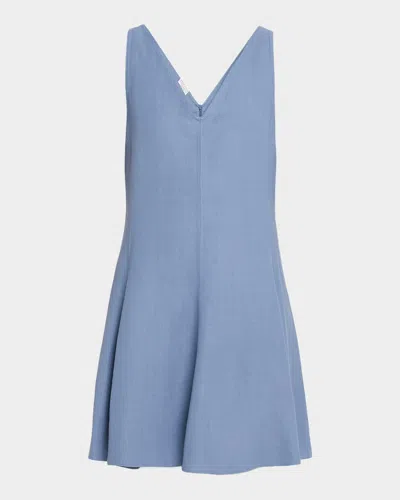 Brunello Cucinelli Crispy Silk Belted Sleeveless Maxi Dress In Blue