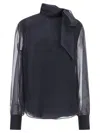 Brunello Cucinelli Crispy Silk Blouse Shirt And Blouse Gray In Black
