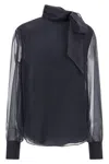 Brunello Cucinelli Crispy Silk Blouse Shirt And Blouse Gray In Gray