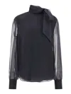Brunello Cucinelli Crispy Silk Blouse Shirt And Blouse Gray In Gray