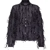 Brunello Cucinelli Crispy Silk Bomber Jacket With Dazzling Feather Embroidery In Lignite Grey