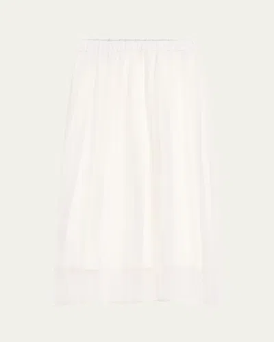 Brunello Cucinelli Crispy Silk Chiffon Pleated Midi Skirt In Bianco