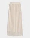 BRUNELLO CUCINELLI CRISPY SILK CHIFFON PLEATED MIDI SKIRT