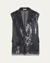 Brunello Cucinelli Women's Dazzling Embroidery Vest In Crispy Silk In Volcano