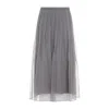 Brunello Cucinelli Crispy Mid Grey Silk Organza Midi Skirt In Gray