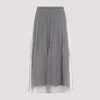 Brunello Cucinelli Crispy Mid Grey Silk Organza Midi Skirt In Grigio Medio