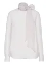 Brunello Cucinelli Crispy Silk Pussybow Blouse With Beads Clothing In White