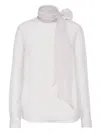 Brunello Cucinelli Crispy Silk Pussybow Blouse With Beads Clothing In White