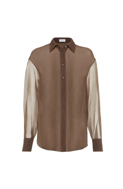 Brunello Cucinelli Crispy Silk Shirt In Multi