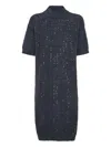 Brunello Cucinelli Croc-motif Sequin Dress In Blue