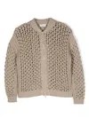 Brunello Cucinelli Linen And Silk Diamond Yarn Half English Rib Knit Cache-coeur Cardigan In Nude