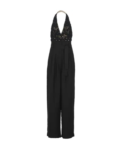 Brunello Cucinelli Crochet-detail Jumpsuit In Black