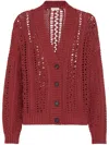 Brunello Cucinelli Crochet-knit Cardigan In Red