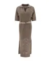 Brunello Cucinelli Knitted Midi Dress Dresses Beige In Brown