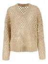 Brunello Cucinelli 'rustic Dazzling Net' Sweater In Neutral