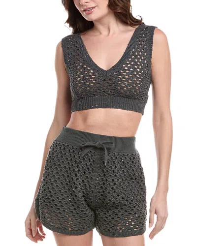 Brunello Cucinelli Crochet Linen & Silk-blend Bandeau Top In Multi