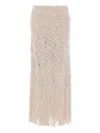Brunello Cucinelli Crochet Midi Skirt In Neutrals