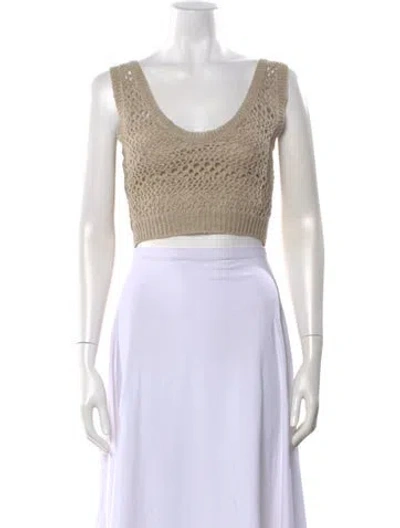 Pre-owned Brunello Cucinelli Crochet Scoop Neck Crop Top W/ Tags In Neutral