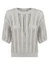 Brunello Cucinelli Crochet Sequined Jumper In Grey