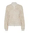 Brunello Cucinelli Crochet Zip-up Cardigan In Gray