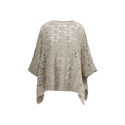 Brunello Cucinelli Crocheted Poncho In Black