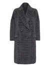 Brunello Cucinelli Crocodile-effect Coat In Gray