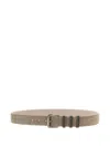Brunello Cucinelli Suede Accessory Featuring Multiple Holes In Green