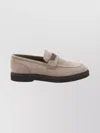 Brunello Cucinelli Crocodile Pattern Penny Strap Loafers In Neutral