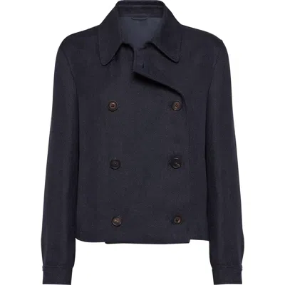 Brunello Cucinelli Monili-detail Caban Jacket In Blue