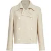 Brunello Cucinelli Crop Caban Jacket With Monili In Neutral