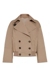 Brunello Cucinelli Couture Wool Short Peacoat In Walnut