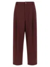 Brunello Cucinelli Cropped Trousers With Elastic Waistband And Pockets In Burgundy
