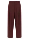 Brunello Cucinelli Cropped Trousers With Elastic Waistband And Pockets In Burgundy