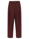Brunello Cucinelli Cropped Trousers With Elastic Waistband And Pockets In Burgundy
