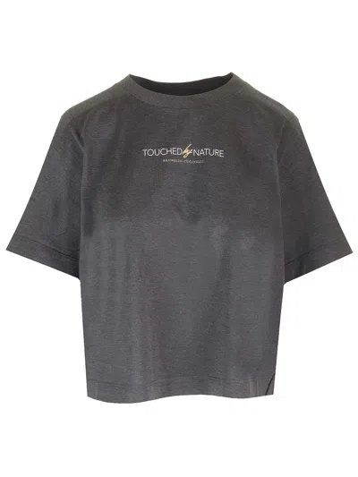 Brunello Cucinelli Crop Nature T-shirt In Grey