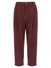 Brunello Cucinelli Cropped Trousers With Elastic Waistband And Pockets In Burgundy