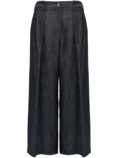 Brunello Cucinelli Crop Wide Leg Pants In Black