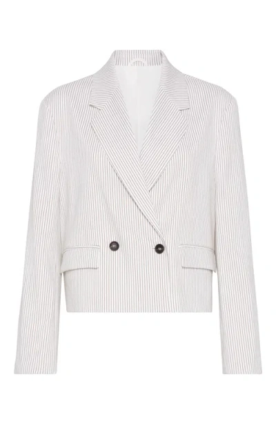 Brunello Cucinelli Cropped Blazer In Tobacco
