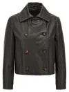 Brunello Cucinelli Cropped Caban Casual Jackets And Parka Brown In Brown