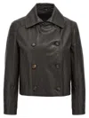 Brunello Cucinelli Cropped Caban Casual Jackets And Parka Brown In Brown