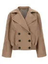 Brunello Cucinelli Women Techno Cotton Membraned Panama Crop Caban