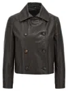 Brunello Cucinelli Cropped Caban Casual Jackets And Parka Brown