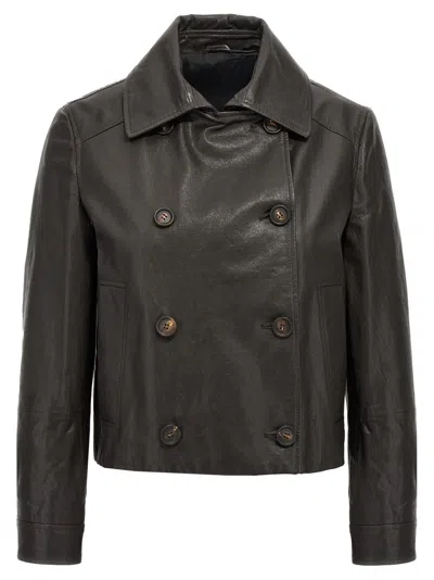 BRUNELLO CUCINELLI BRUNELLO CUCINELLI CROPPED CABAN WITH MONILE DETAIL