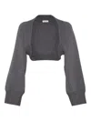 Brunello Cucinelli Cropped Cardigan In Gray
