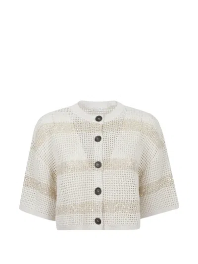 Brunello Cucinelli Cropped Cardigan In Neutral