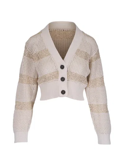 Brunello Cucinelli Cropped Cardigan In Neutral