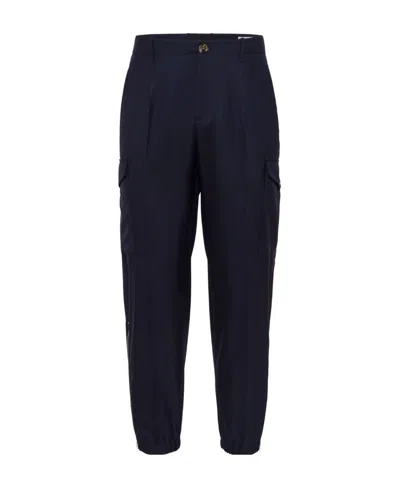 Brunello Cucinelli Cropped Cargo Trousers In Blue
